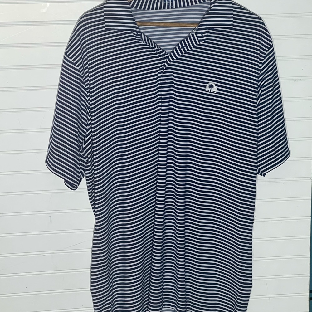 Draddy Sport Navy/White Stripe Performance Golf Polo Size XL